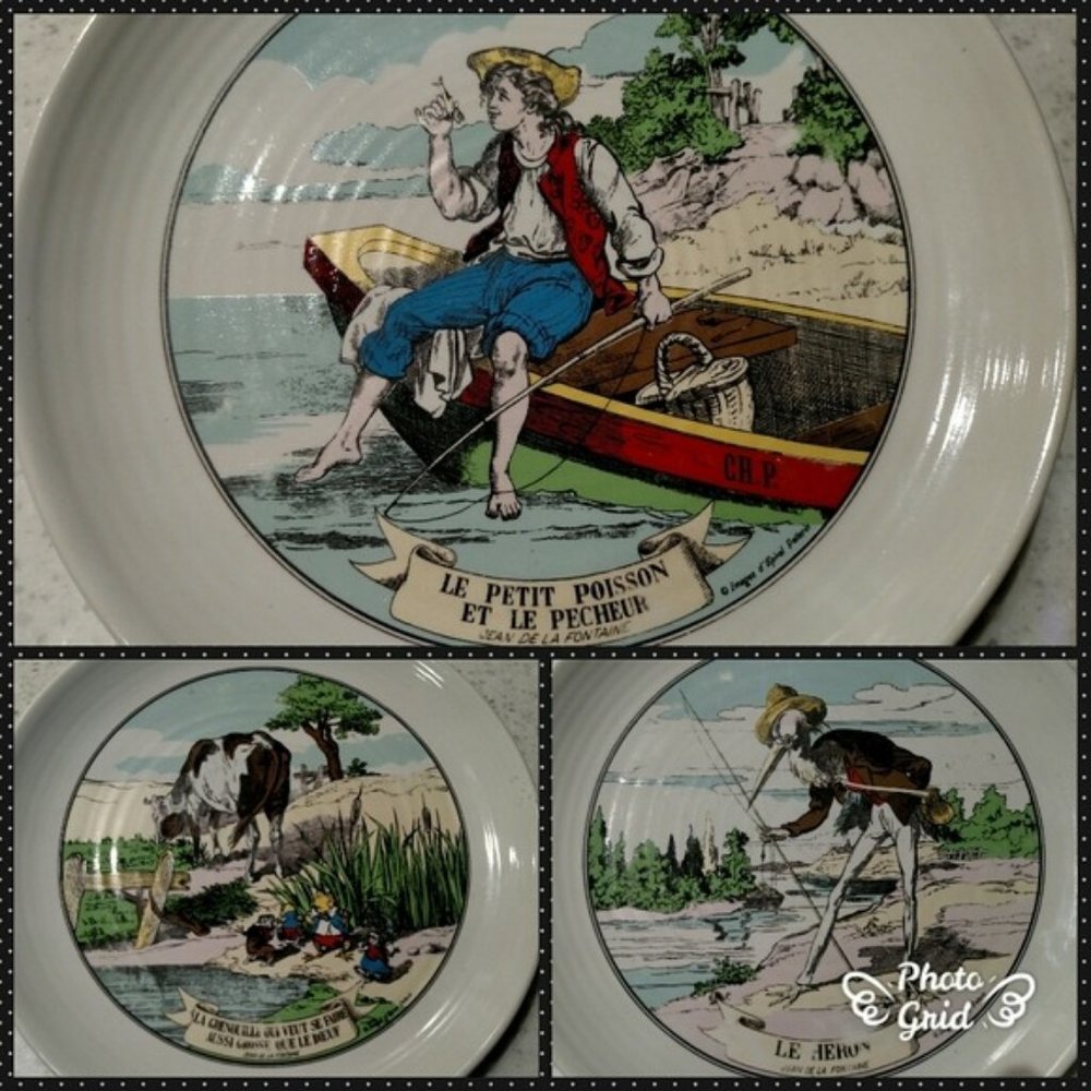 Revol France Cheese Plates, French Country, 7.25" Diameter, GUC